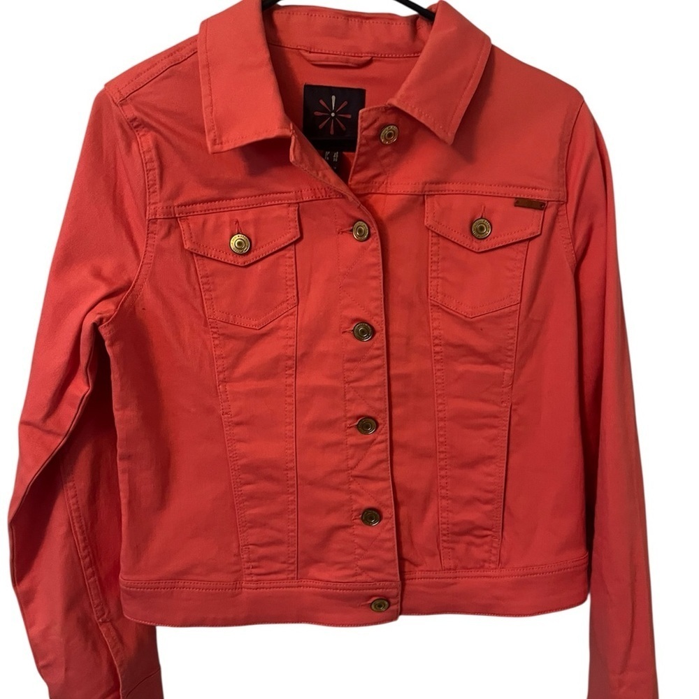 Coastal Cowgirl Festival Rodeo Coral Denim Jacket Country Concert, size 2 - Picture 2 of 5